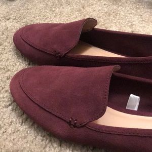 Burgundy suede loafers